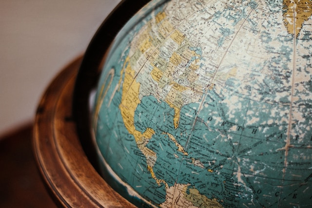 A close view of a 3D globe.