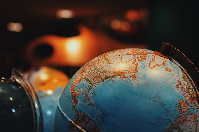 A close-up image of a desk globe.
