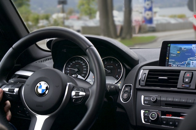 A BMW car with an inbuilt GIS software for navigation.