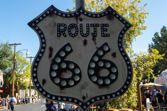 The symbol of the iconic Route 66 in the United States.