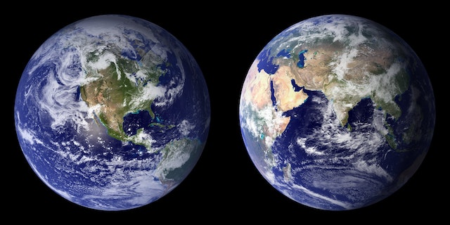 Two satellite imageries of the earth.