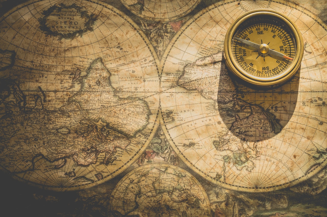 compass on the map